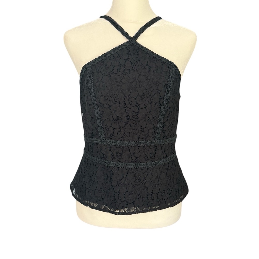 White House Black Market Black Lace Halter Top